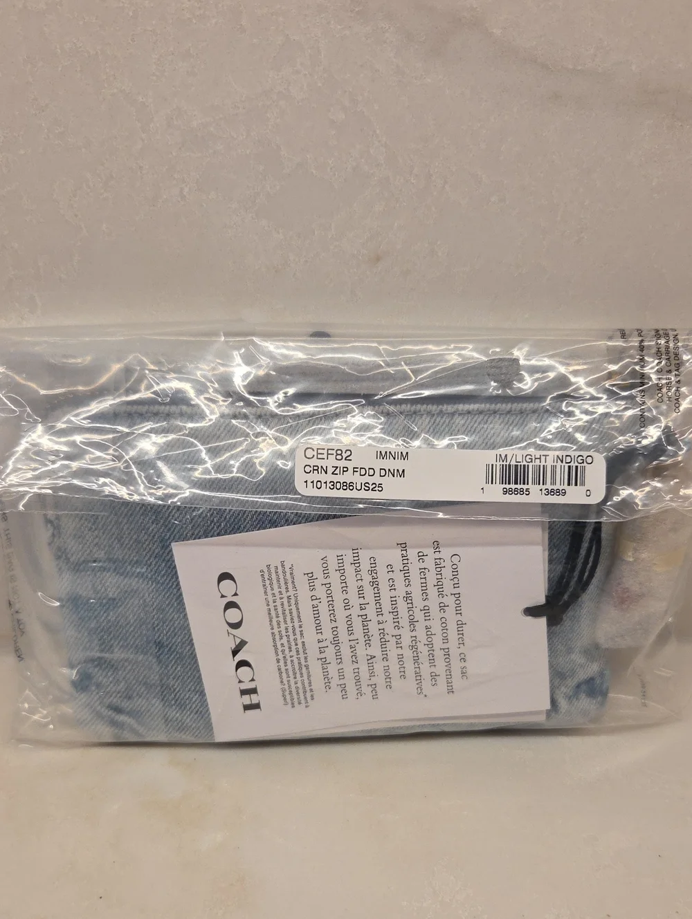 Coach Corner Zip Wristlet in Loved Denim with Charms